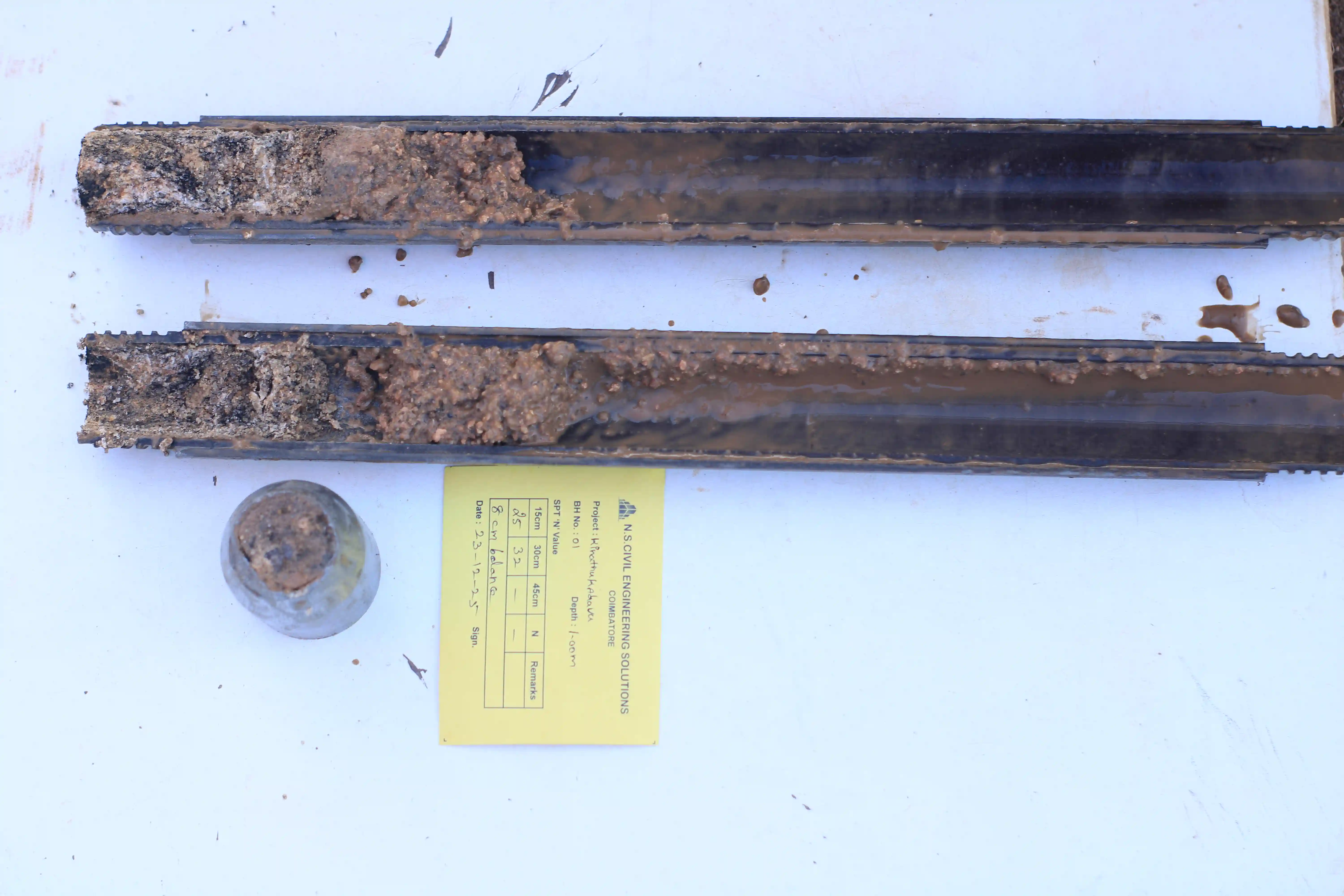 Soil rig at coastal location with palm trees